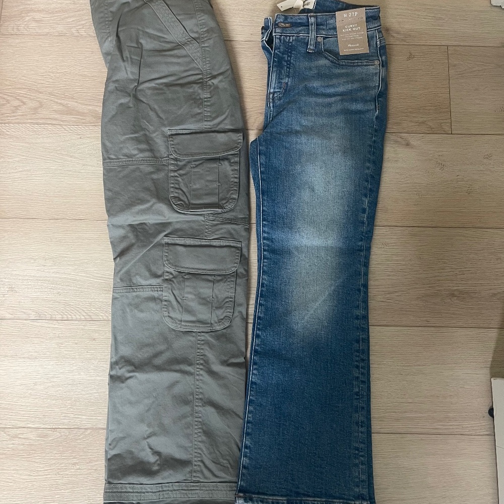 Women’s Petite Pants Bundle - Cargo A&F and NWT Madewell Jeans